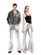 ADULT UNISEX METALLIC DISCO FLARE PANTS (SILVER)